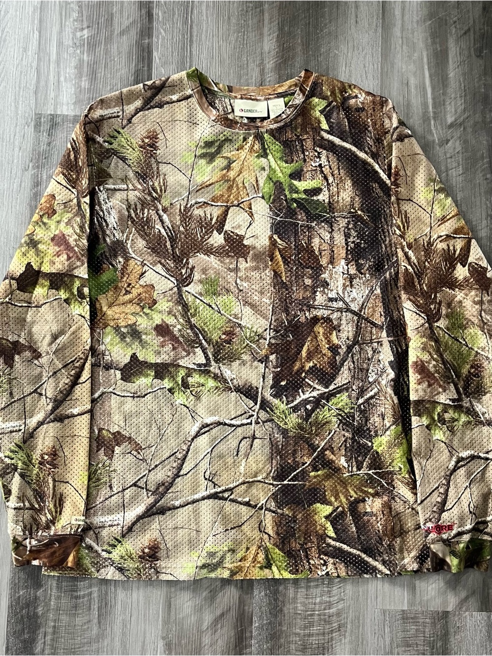 Realtree-Style Men's Long Sleeve Camo Performance Shirt - Green/Brown